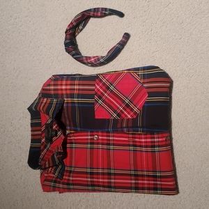 J Crew Tartan plaid boy shirt and headband classic fit 4 holiday